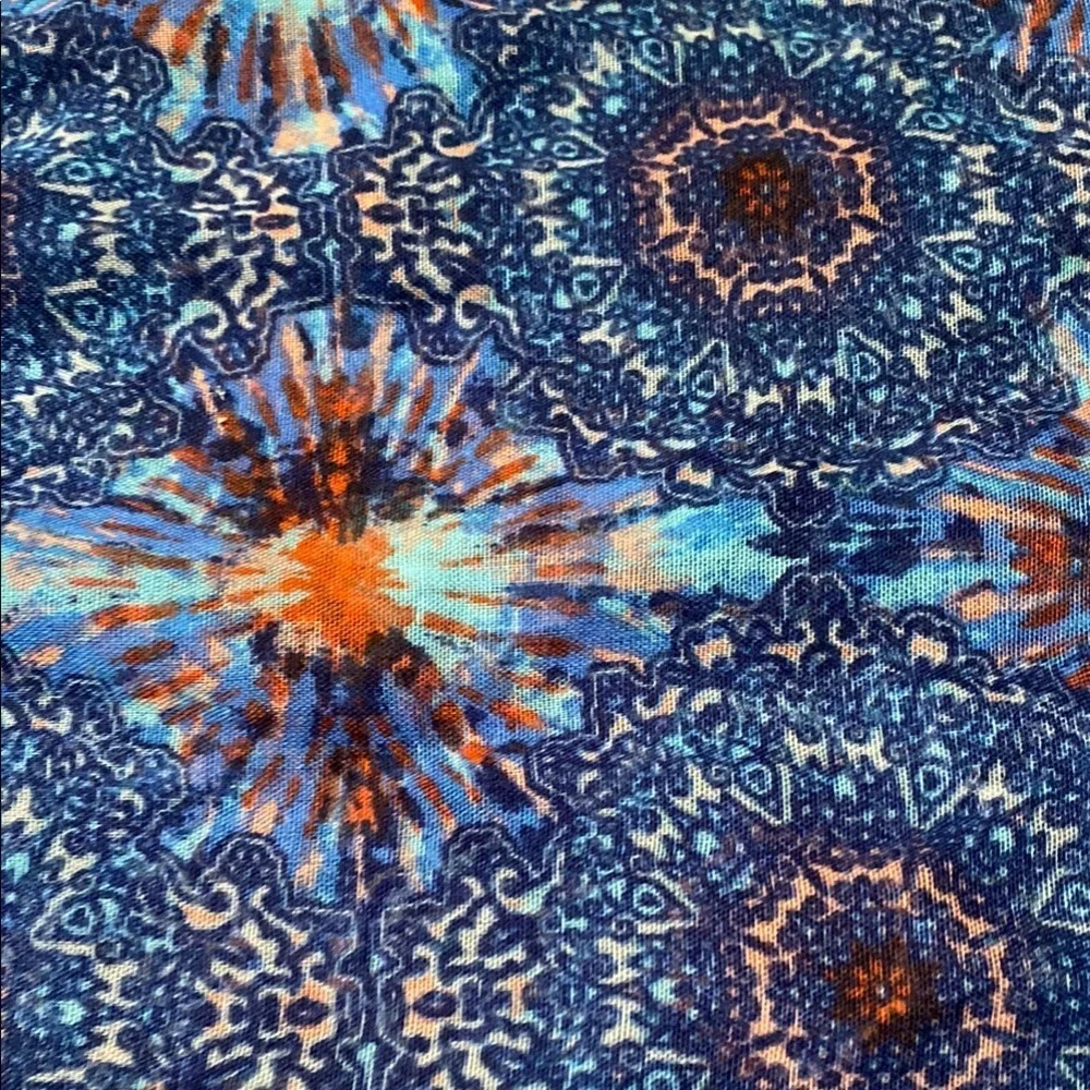 Blue and Orange Infinity Scarf with a Whimsical Design Spring Fall